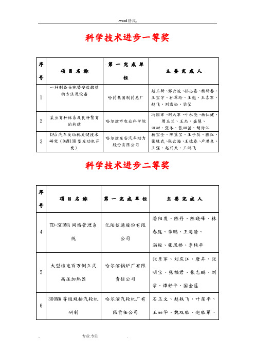 科学技术进步一等奖