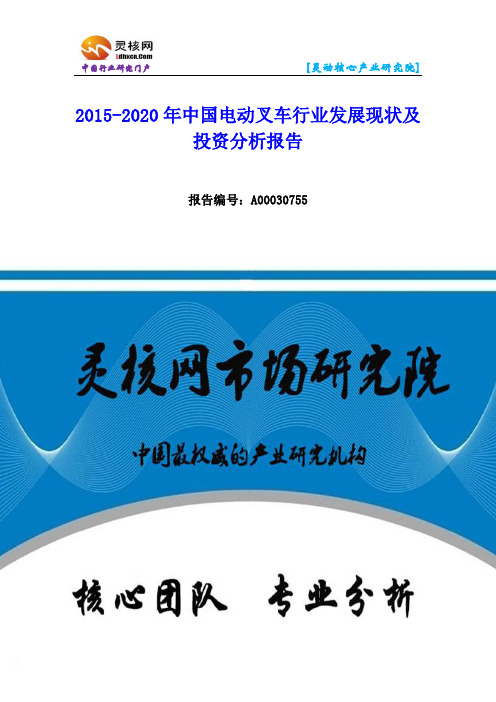 中国电动叉车行业发展现状及投资分析报告—灵核网