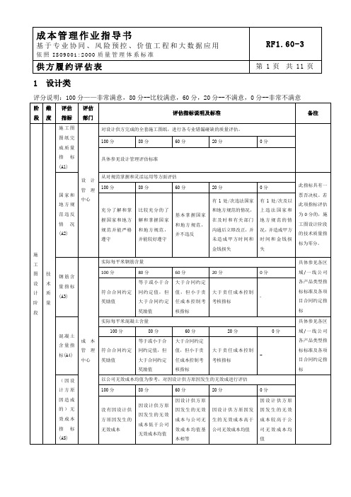 房地产成本管理RF1.60-3：供方履约评估表