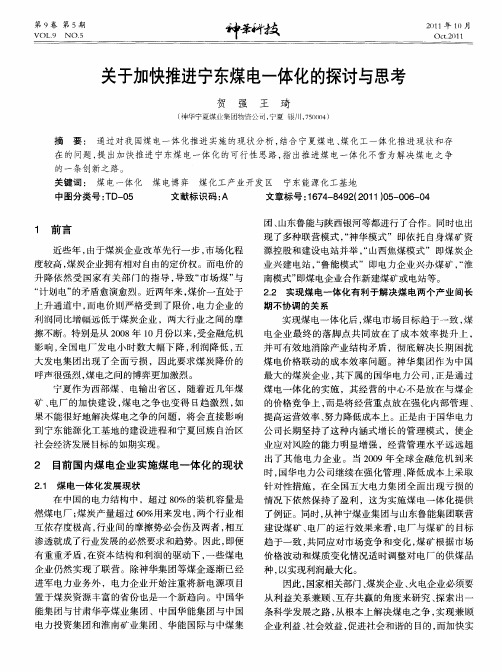 关于加快推进宁东煤电一体化的探讨与思考