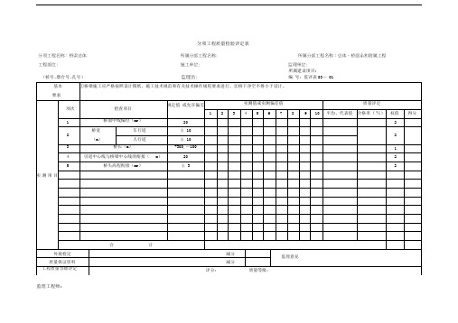 公路桥梁分项工程质量检验评定表