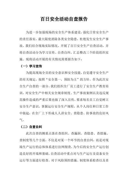百日安全自查报告