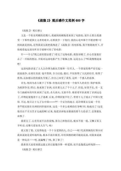 《战狼2》观后感作文范例600字