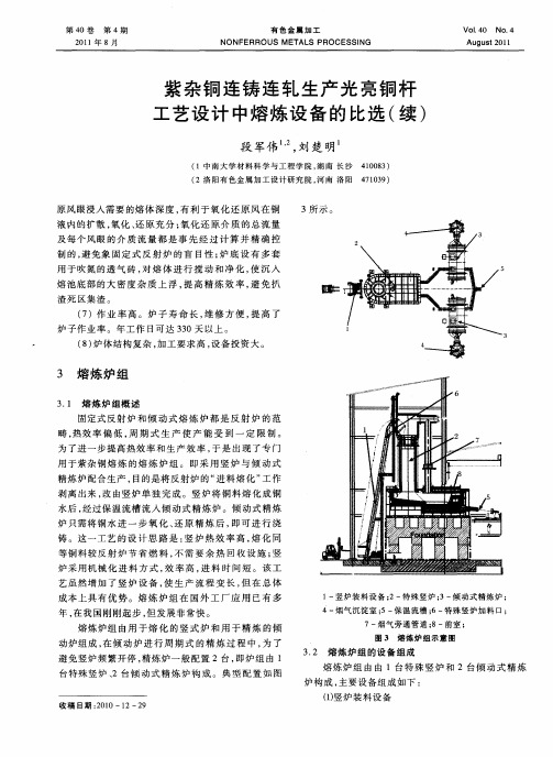 紫杂铜连铸连轧生产光亮铜杆工艺设计中熔炼设备的比选(续)