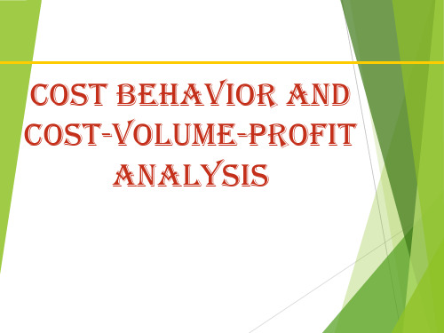 Cost-Volume-Profit Analysis 量本利分析