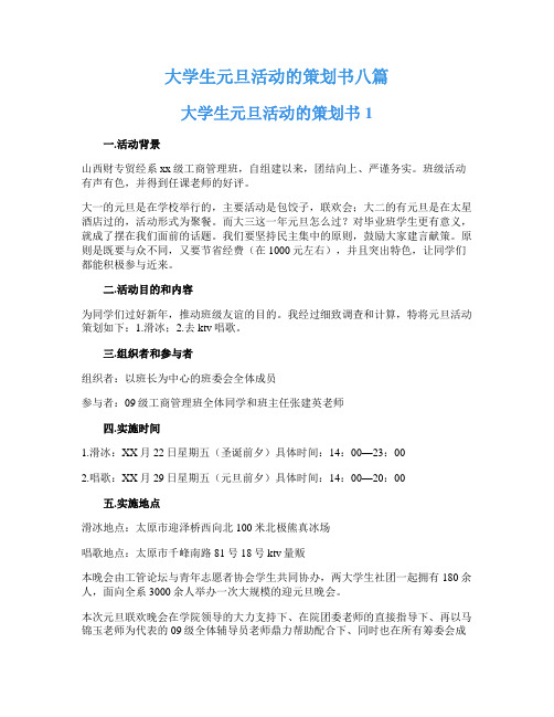 大学生元旦活动的策划书八篇