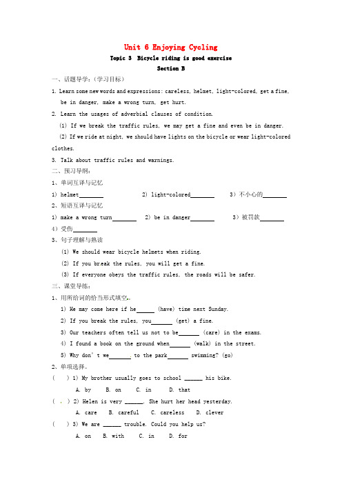 八年级英语下册 Unit 6 Topic 3 Bicycle riding is good exer