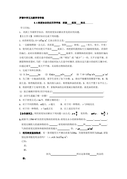 5.4密度知识的应用导学案