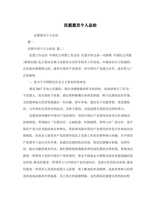 民盟盟员个人总结