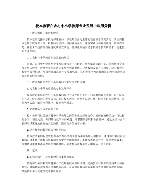 校本教研在农村中小学教师专业发展中应用分析
