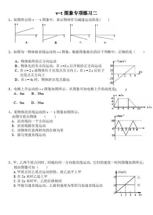 v-t图像专项练习选择2