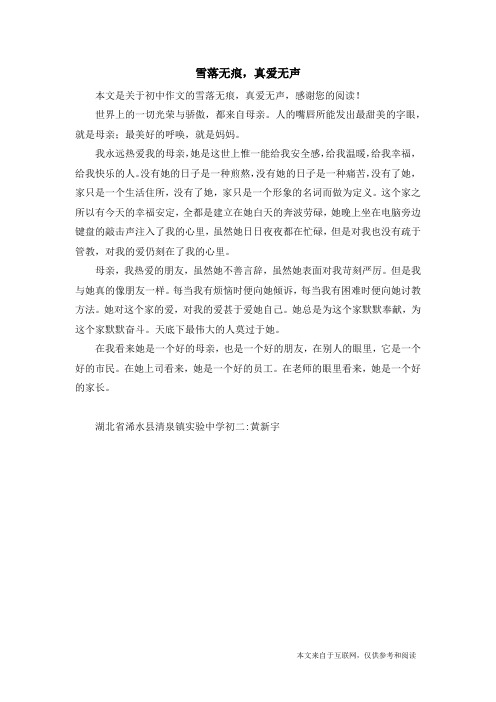 雪落无痕,真爱无声_初中作文