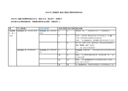2019年二建《施工管理》教材变动明细