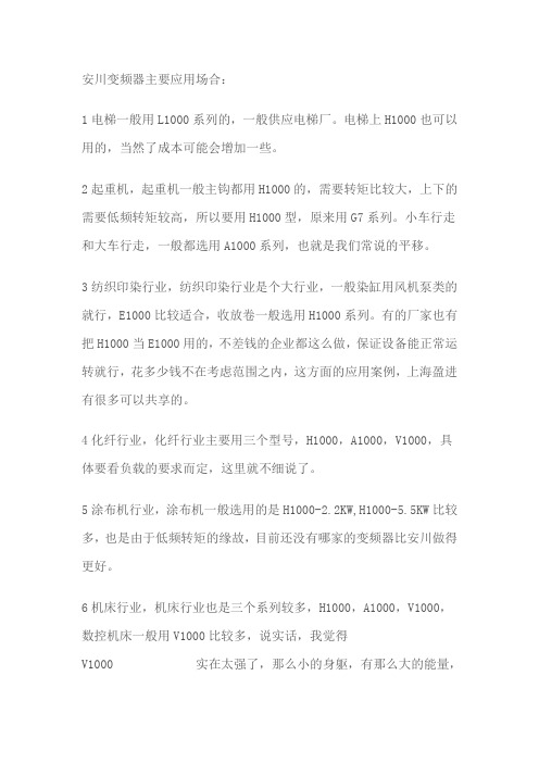 安川变频器主要运用于哪些行业