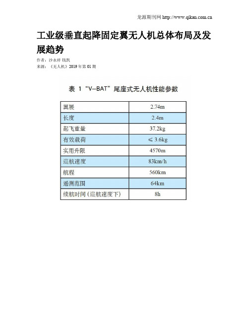 工业级垂直起降固定翼无人机总体布局及发展趋势