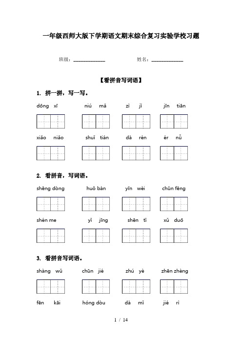 一年级西师大版下学期语文期末综合复习实验学校习题