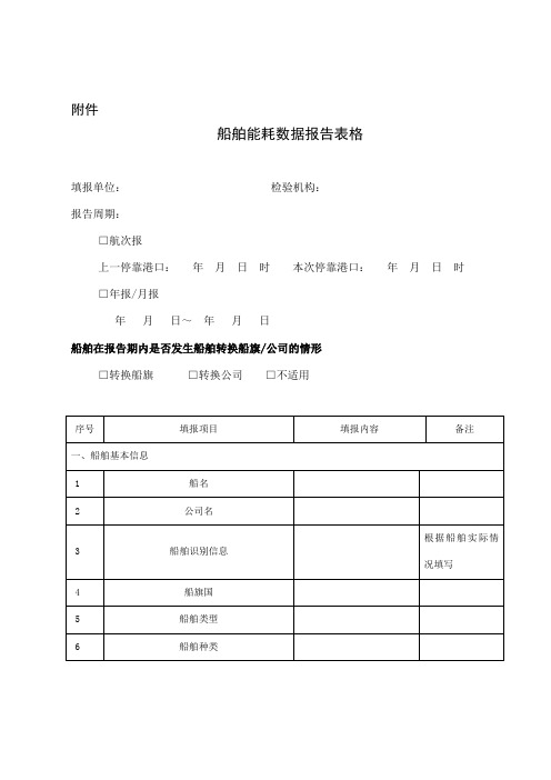 船舶能耗数据报告说明及表格