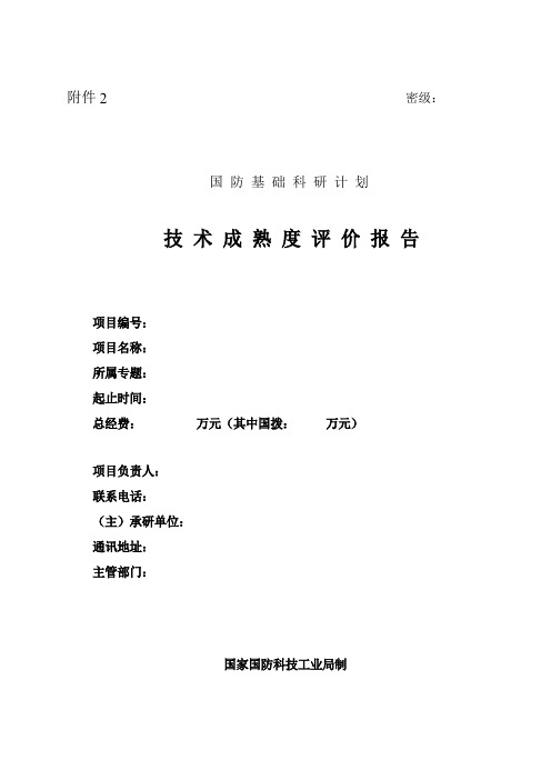 技术成熟度评价报告