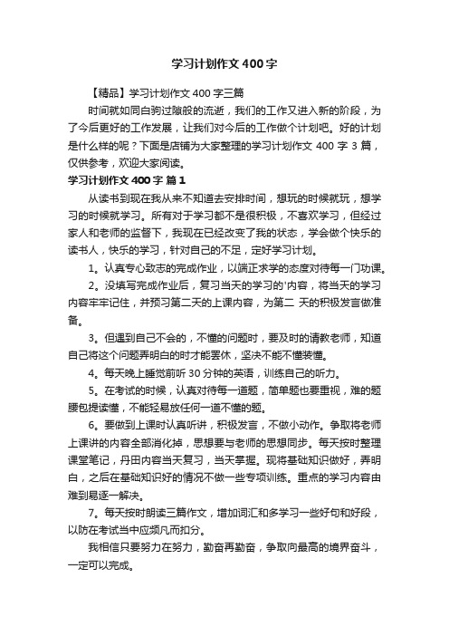 学习计划作文400字