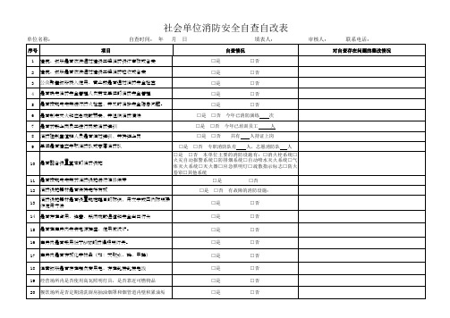 社会单位消防安全自查表