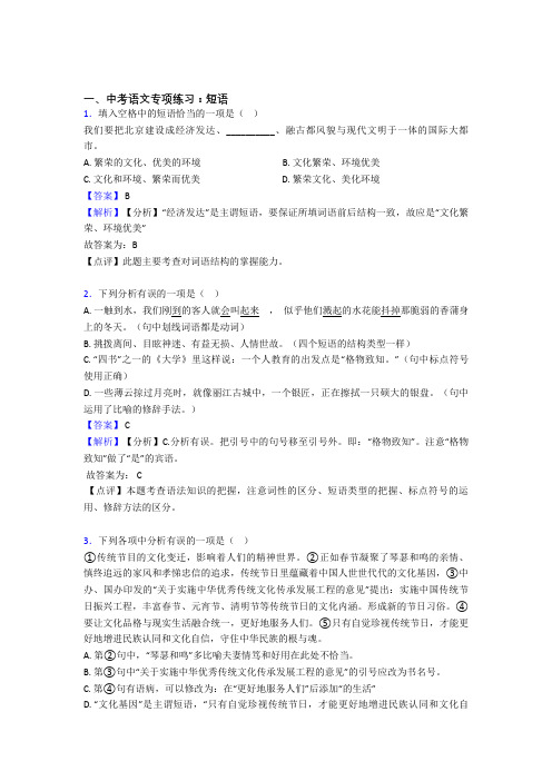 部编中考语文 短语及答案