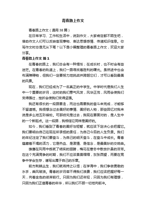 青春路上作文（通用38篇）