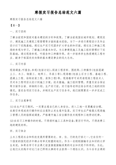 寒假实习报告总结范文六篇