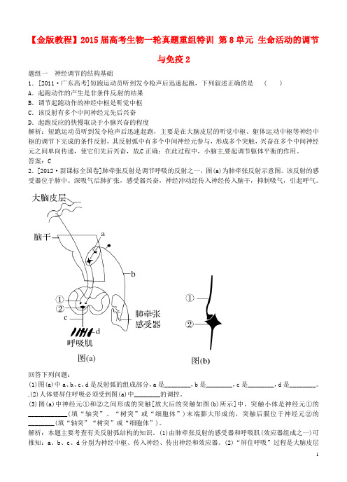 【金版教程】2015届高考生物一轮真题重组特训 第8单元 生命活动的调节与免疫2