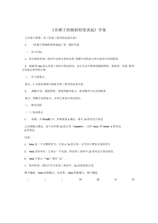 《从梯子的倾斜程度谈起》学案.doc