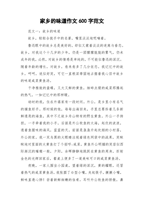 家乡的味道作文600字范文_作文