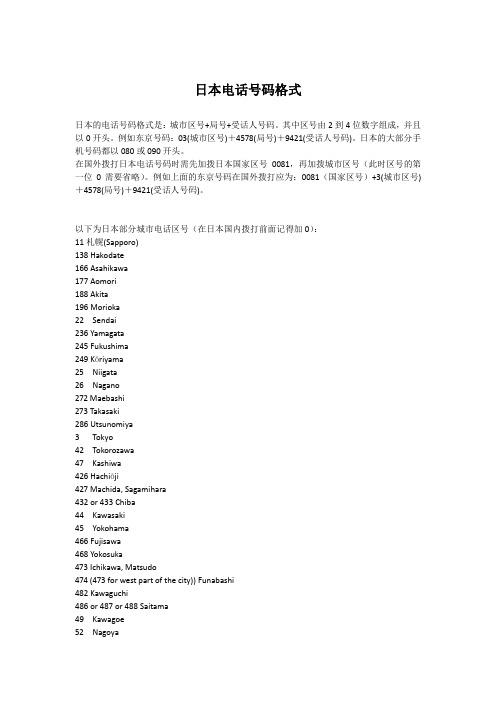 日本电话号码格式