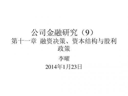 公司金融研究(9)(公司金融研究-上海财经大学 李曜)