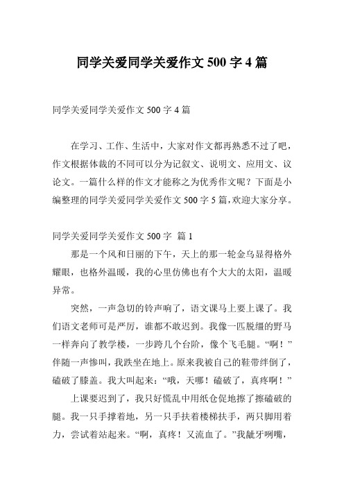 同学关爱同学关爱作文500字4篇