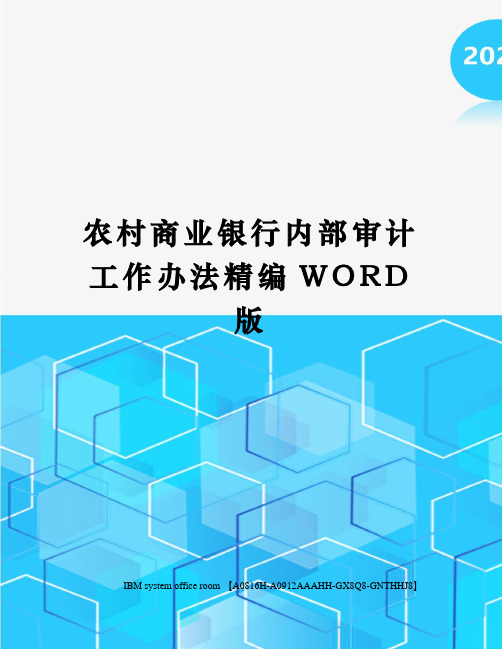 农村商业银行内部审计工作办法精编WORD版