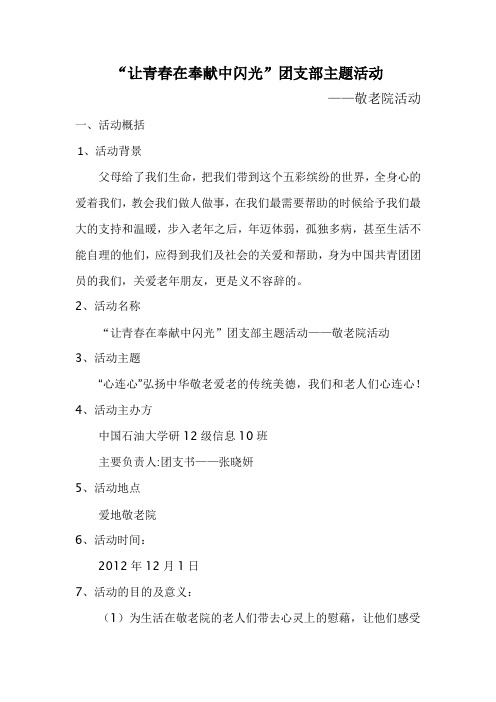 “让青春在奉献中闪光”主题团日活动总结 (2)