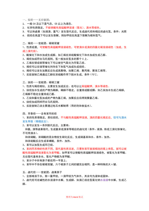 化学选修5常见官能团及其性质Word版