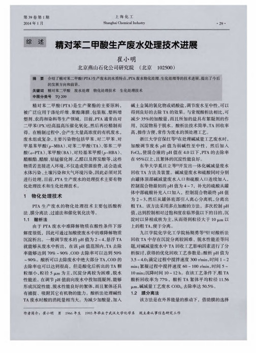 精对苯二甲酸生产废水处理技术进展