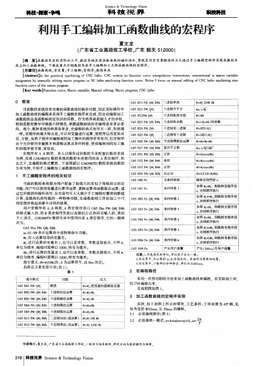 利用手工编辑加工函数曲线的宏程序