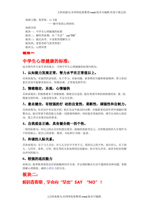 心理健康海报内容