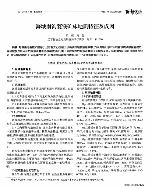 海城南沟菱镁矿床地质特征及成因