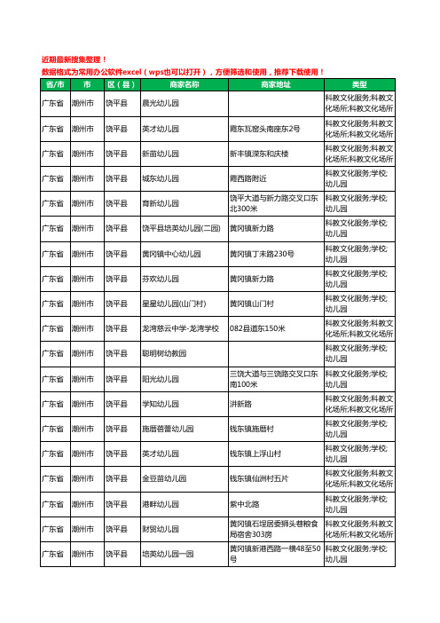 2020新版广东省潮州市饶平县幼儿园工商企业公司商家名录名单黄页联系方式电话大全101家