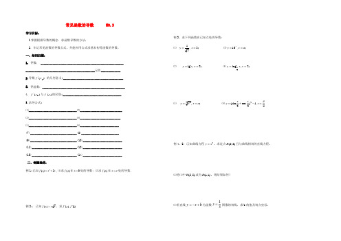 高中数学 常见函数的导数导学案 苏教版选修2-2 学案