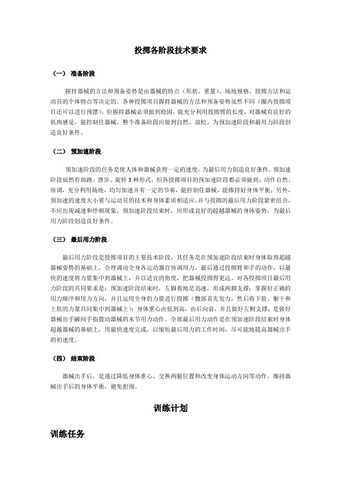 投掷训练计划