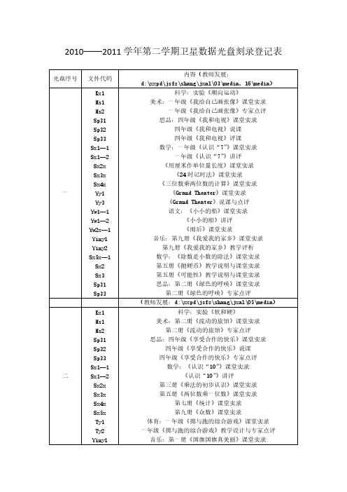2010光盘记录登记表