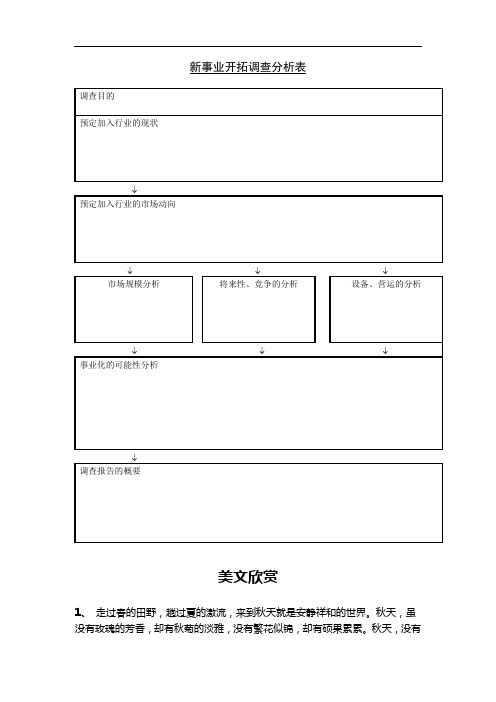 新事业开拓调查分析表