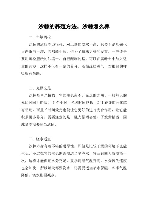 沙棘的养殖方法,沙棘怎么养