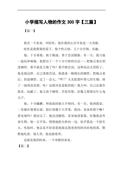 小学描写人物的作文300字【三篇】