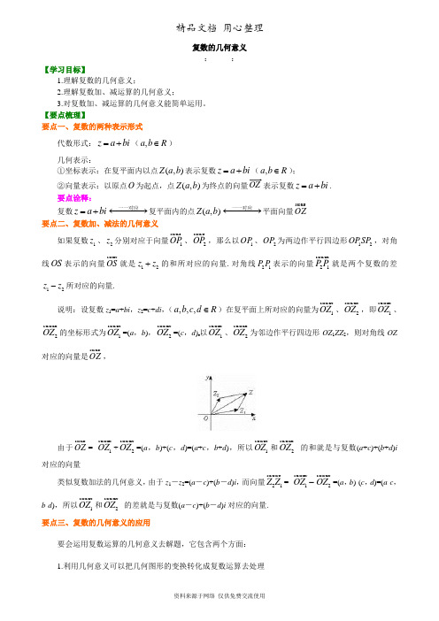 苏教版高中数学选修1-2知识讲解_复数的几何意义