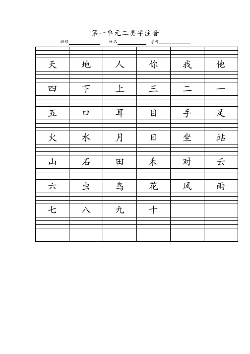 苏教版上语文第一.二.三单元二类字注音
