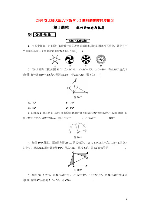 北师大版八下3.2 图形的旋转 分层练习(共3课时,含答案)